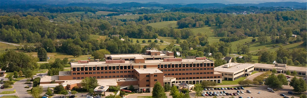 Greeneville Community Hospital surrounded by the green hills of Greeneville, Tennessee