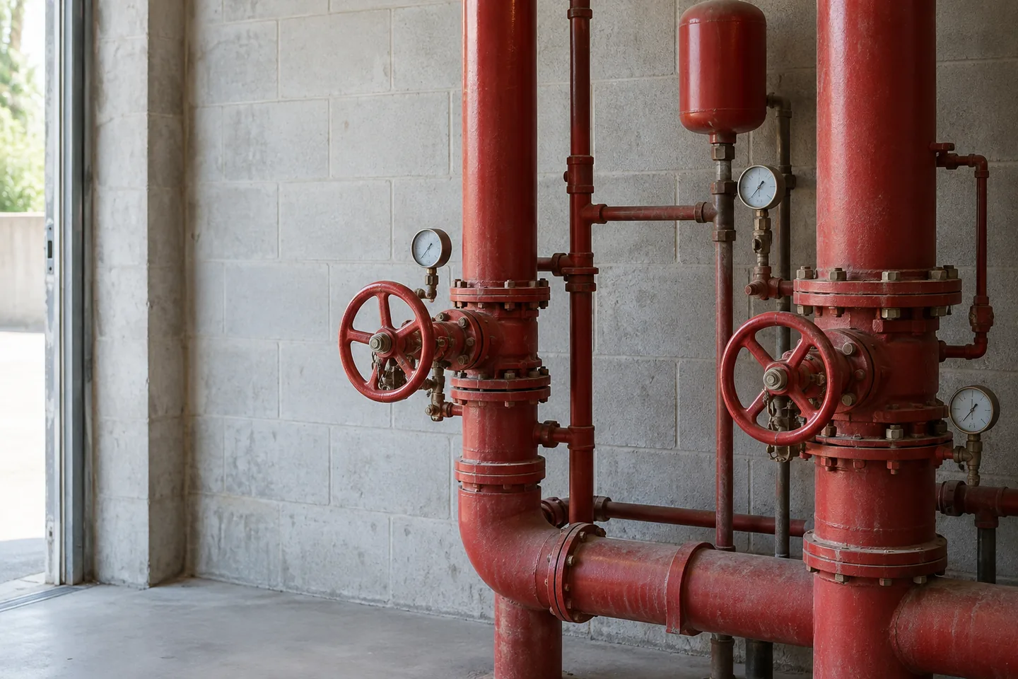 Fire sprinkler pipework and valves